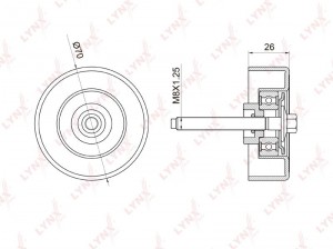 Ролик приводного ремня MAZDA 6 (02-12),CX-7 (07-11) обводной LYNX PB-7023 LYNXAUTO
