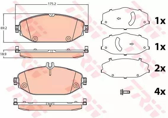 Колодки передние MERCEDES C300, C250 BlueTec W205 GDB2097 GDB2097 TRW