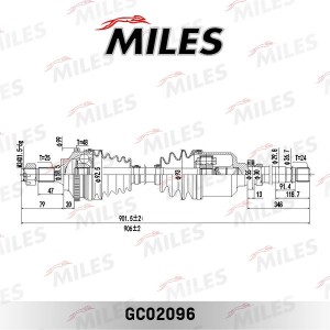 Привод в сборе правый PEUGEOT 406 1.6-2.0 95-04 (ABS) (GKN 303489) GC02096 GC02096 MILES