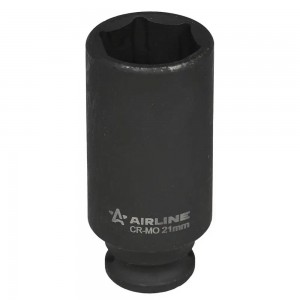 Головка ударная торцевая глубокая 3/8 DR шестигранная 21 мм L=65 мм (ATAS334) ATAS334 AIRLINE
