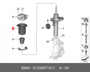 Пыльник амортизатора BMW 3 (G20) переднего (1шт.) OE 31 33 6 871 812 BMW