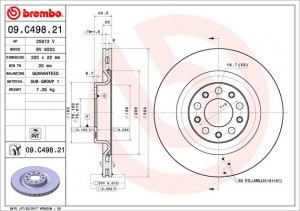 Диск тормозной 09.C498.21 09.C498.21 BREMBO