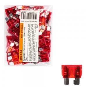 Предохранители флажковые Стандарт 10А для а/м ВАЗ 2110 н/о AIRLINE 50 шт. AFUS14 AIRLINE