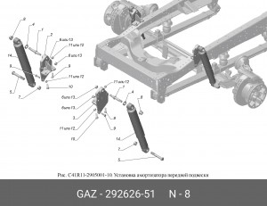 Гайка пальца амортизатора ГАЗон Next М16 ISO7043 292626-51 GAZ GAZ