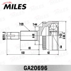 ШРУС наружный NISSAN MAXIMA/CEFIRO IV A33 2.0 98-06 (с ABS) (GSP 841187) GA20696 GA20696 MILES