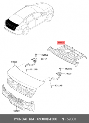 69300D4300 панель/k panel assy-rear package tray 69300D4300 MOBIS