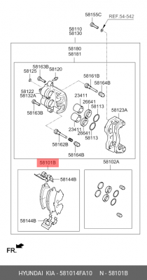 Колодки тормозные HYUNDAI Porter 2 передние (4шт.) OE 581014FA10 HYUNDAI KIA