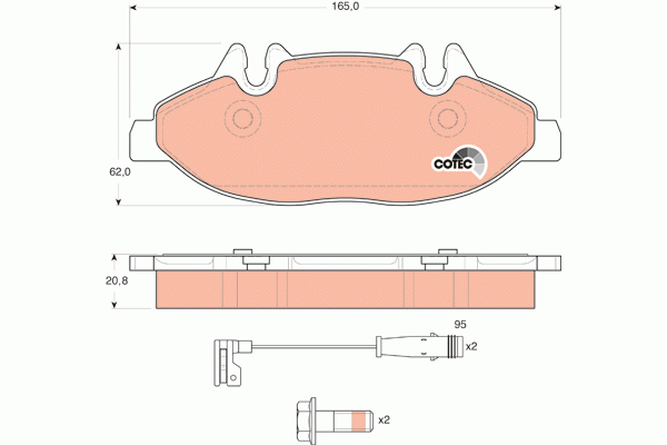 Колодки передние MERCEDES VITO, VANO (W639) GDB1600 GDB1600 TRW