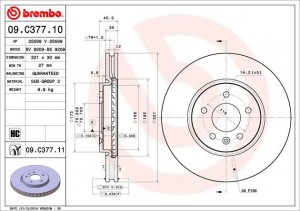 Диск тормозной 09.C377.11 09.C377.11 BREMBO