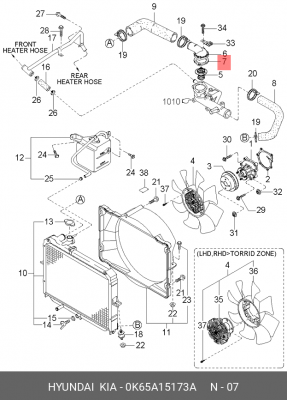 Прокладка KIA Bongo 3 (06-) термостата OE 0K65A15173A HYUNDAI KIA