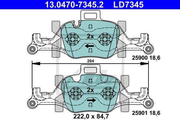 Комплект тормозных колодок передний BMW 3 (G20, G80, G28), 3 (G21, G81 13.0470-7 13.0470-7345.2 ATE