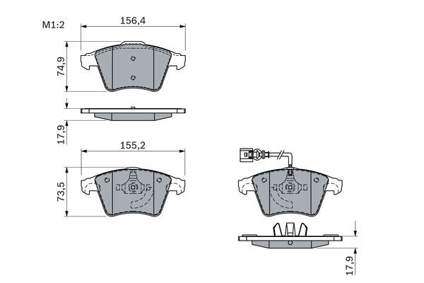 Колодки тормозные VW T5 (03-),Multivan (03-) (R16) передние (4шт.) BOSCH 0 986 494 107 BOSCH