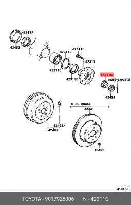 Гайка ступицы 90179-26006 90179-26006 TOYOTA