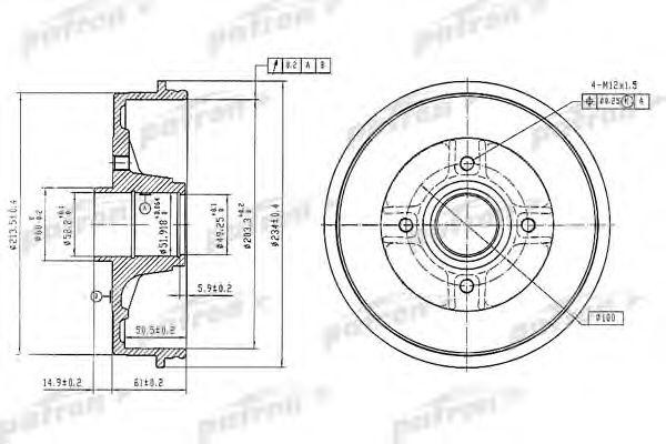 Барабан тормозной задн PDR1347 PDR1347 PATRON