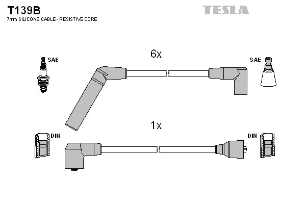 к-кт проводов!\ Chrysler Voyager 3.3/3.8i 90-01 T139B TESLA