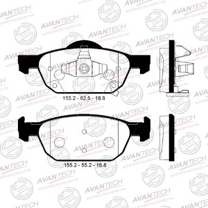 Колодки тормозные дисковые Avantech передние (противоскрипная пластина в компл.) AV572 AVANTECH