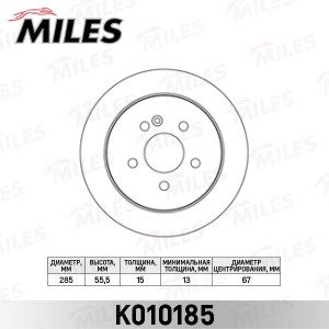 Диск тормозной задний D285мм. MERCEDES W163 230-430 98-08.00 (TRW DF4195) K01018 K010185 MILES