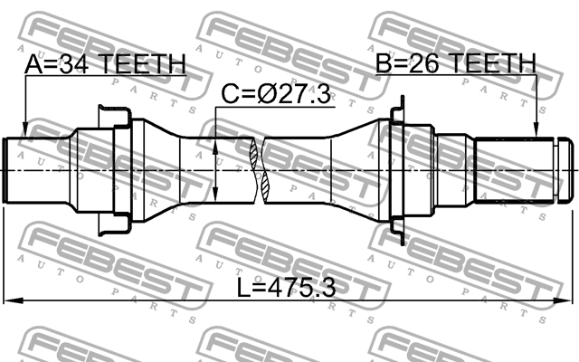 Полуось правая CHEVROLET EPICA (V250) 2007-2015 1012-V250RH 1012-V250RH FEBEST
