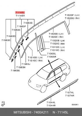 молдинг крыши! левый\ Mitsubishi Pajero/Montero Sport 08> 7400A211 MITSUBISHI