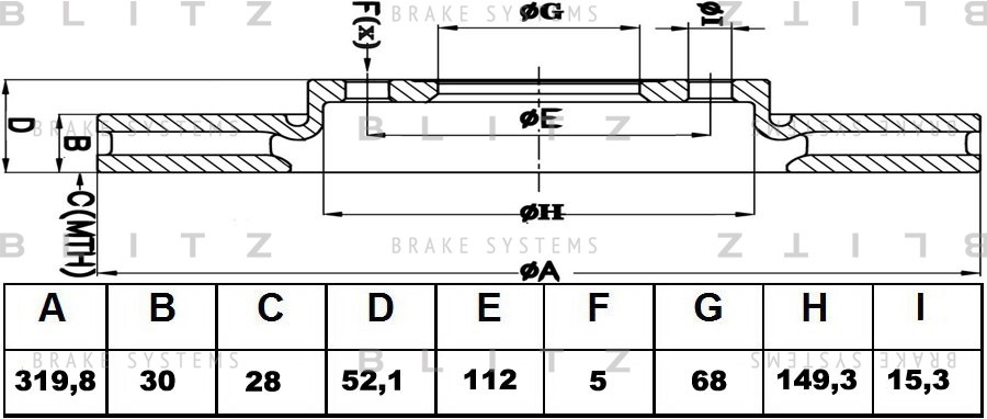 Диск тормозной передний вентилируемый AUDI A4/A5/A6/A7/Q5 07- BS0329 BS0329 BLITZ