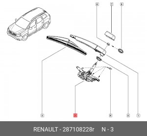287108228R МЕХАНИЗМ СТЕКЛООЧИСТИТЕЛЯ ДВЕРИ ЗАДКА 287108228R RENAULT