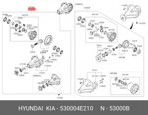 Редуктор заднего моста KIA Bongo 3 (06-) (2.9-J3) (2WD) OE 530004E210 HYUNDAI KIA