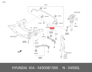 Рычаг HYUNDAI GENESIS 14- 4WD передний левый (нижний) 54500B1500 MOBIS