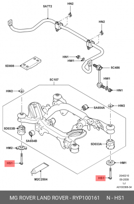 болт подрамника!\ Land Rover RYP100161 LAND ROVER