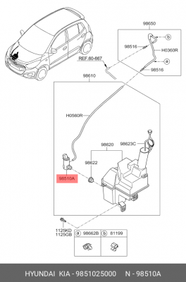 Насос омывателя HYUNDAI Accent (99-) OE 9851025000 HYUNDAI KIA
