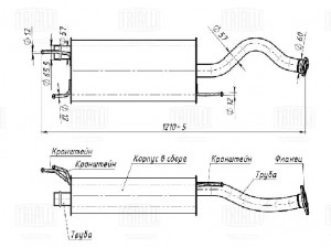 глушитель резонатор! Toyota Land Cruiser 100 4.2d 98> EAM0352 TRIALLI
