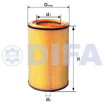 эл.фильтр. воздуха! с дном, H-596 D-286 d-168/17.5мм \ КрАЗ-6510 дв.ЯМЗ-8421 4345M DIFA