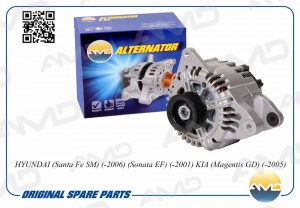 Генератор HYUNDAI Santa Fe SM, -2006, Sonata EF, -2001, KIA Magentis GD, -2005 A AMD.EL149 AMD