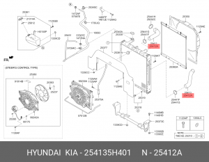 Патрубок HYUNDAI HD65,72,78 дв.D4DB радиатора нижний Н/О OE 254135H401 HYUNDAI KIA