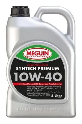 4338 Meguin Синт-ое мот.масло Megol Motorenoel Syntech Premium 10W-40 CF/SN A3/B 4338 MEGUIN