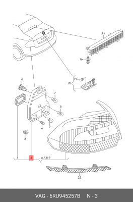 Плата фонаря заднего VW Polo (10-) левого OE 6RU 945 257 B VAG