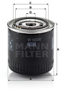 Фильтр масляный NISSAN CHRYSLER JEEP MANN W920/6 MANN FILTER