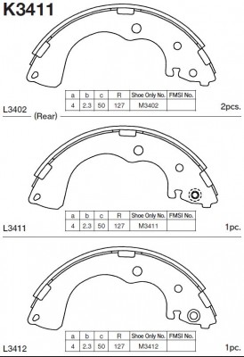 Колодки тормозные барабанные K3411 K3411 MK KASHIYAMA