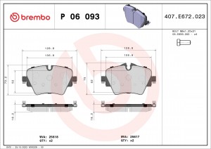 Колодки передние BMW 1 F40, 3 G20, 5 G30, X1 F48, X2 F39, X3 G01, X4 G02 P06093 P06093 BREMBO