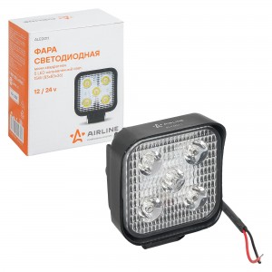 Фара светодиодная мини квадратная, 5 LED направленный свет, 15W (83х83х36) 12/24 ALED011 AIRLINE
