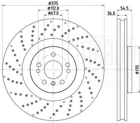 Диск торм. Mercedes GLE (W166) (15-)/M (W166) (11-) перед. d=375 (перф.) (DF 190 DF190420 TRIALLI