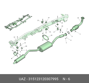 Хомут крепления резонатора 3151-23-1203079-95 УАЗ 315123120307995 UAZ UAZ
