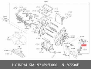 Привод HYUNDAI Elantra,i30 заслонки отопителя OE 971592L000 HYUNDAI KIA