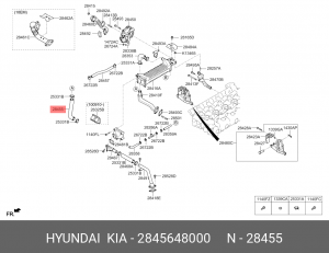 Патрубок HYUNDAI HD65,78,БОГДАН дв.D4GA системы охлаждения клапана (EGR) выходно 2845648000 HYUNDAI KIA