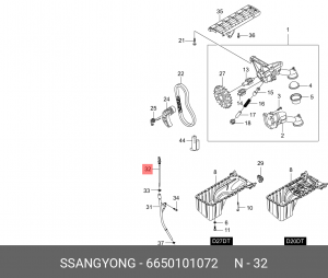 Щуп уровня масла SSANGYONG Kyron (06-),Rexton (06-) (D27) OE 6650101072 SSANG YONG