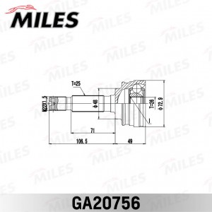 ШРУС наружный задний MITSUBISHI ASX/OUTLANDER 06- GA20756 GA20756 MILES
