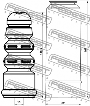 Пыльник заднего амортизатора с отбойником комплект AUDI A4 2001-2008 ADSHB-A4III ADSHB-A4IIIR-KIT FEBEST
