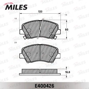 Колодки тормозные передние (Смесь Low-Metallic) HYUNDAI ELANTRA V/I30/KIA CEED/C E400426 MILES