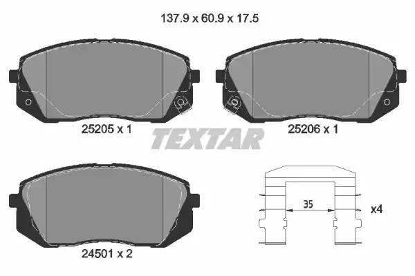 Колодки тормозные HYUNDAI ix35 (10-),Sonata (10-) KIA Sportage (10-) передние (4 2520501 TEXTAR