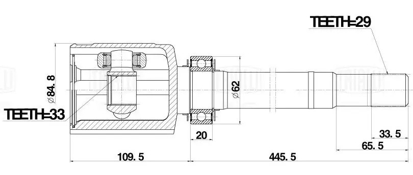 ШРУС внутренний передний правый GO1453 TRIALLI