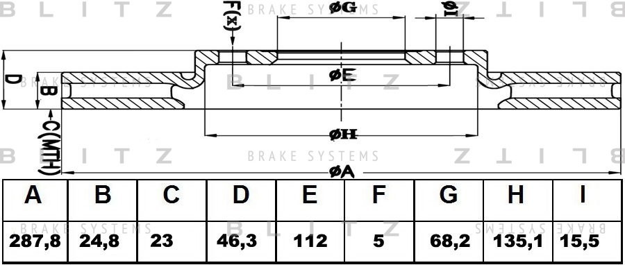 Диск тормозной передний вентилируемый VW Passat 96-SKODA Superb 02- BS0199 BS0199 BLITZ